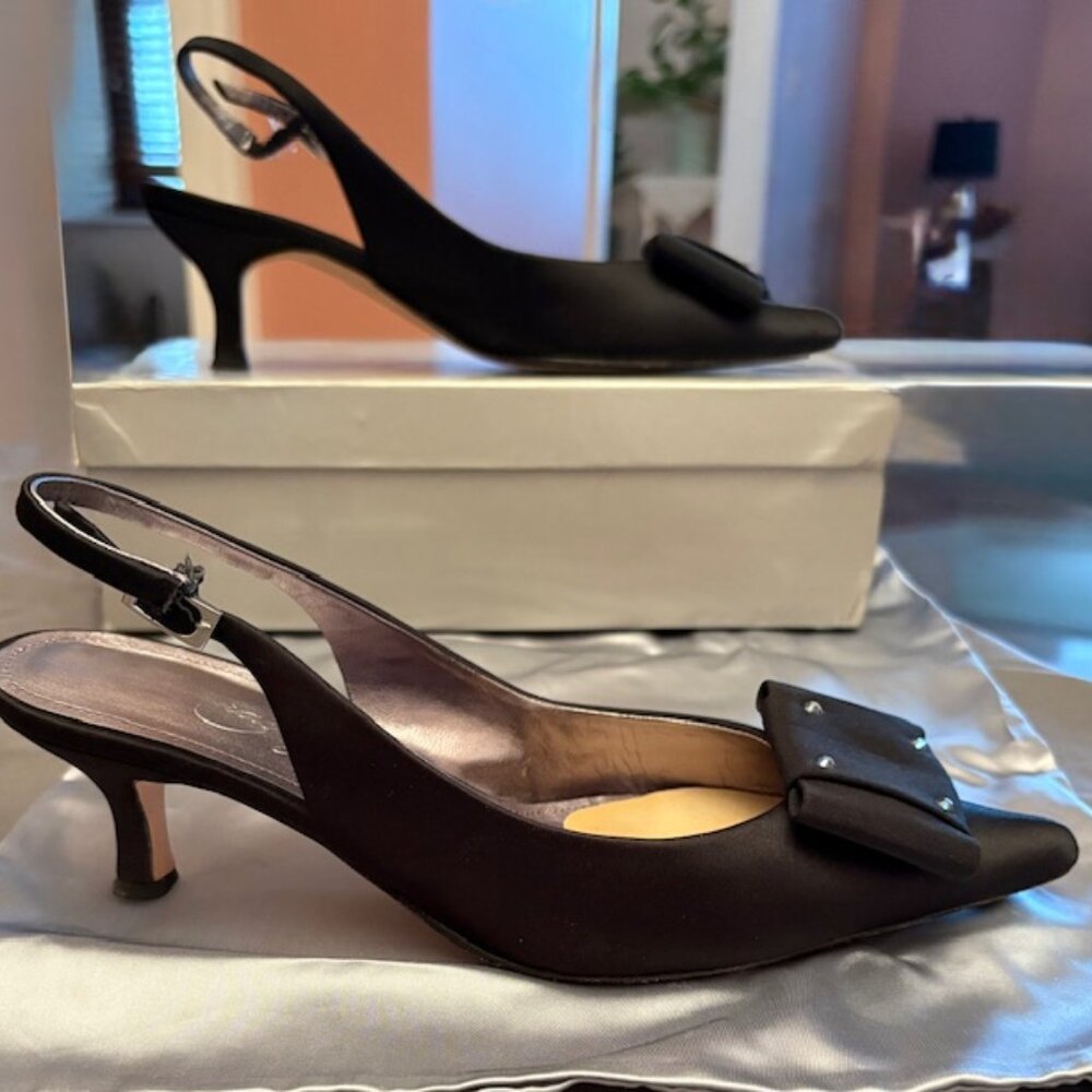 Black Satin Ragazza Florence Evening Shoes